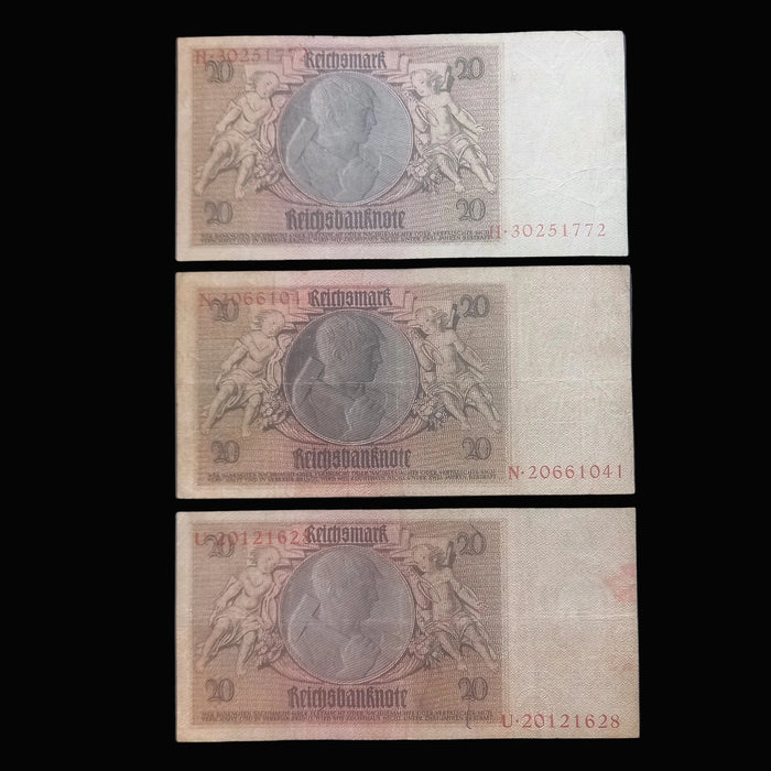 1929 Germany Banknote Reichsmark Set 20 Zwanzig Antique Currency Premium 3pc