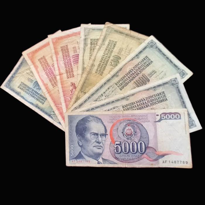 1978-86 Yugoslavia Banknote Dinar Set 50 100 500 1K 5K Tito Socialist Currency Vintage 8pc