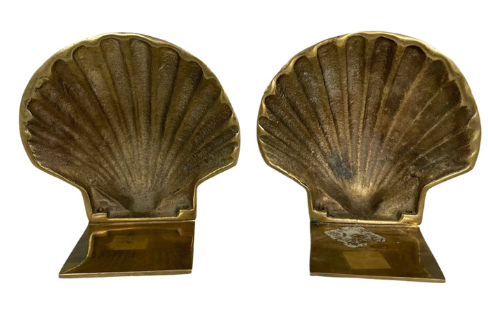 20th Century Brass Clam Shell Book Ends.
