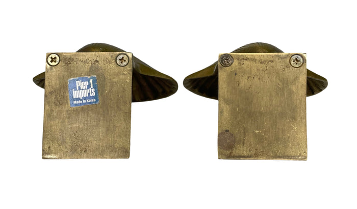 20th Century Brass Clam Shell Book Ends.