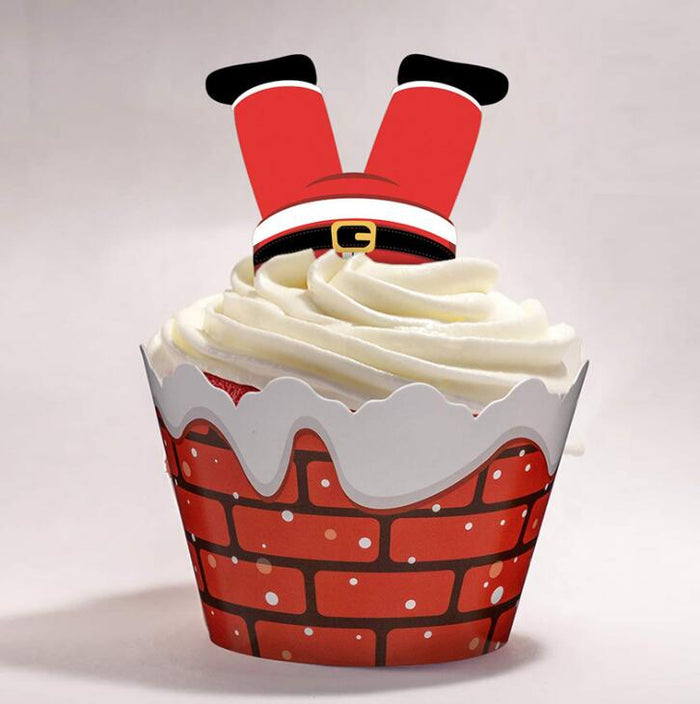 24PCS Christmas Cupcake Paper And Toppers Sets