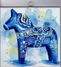 6" Ceramic Tile,  Blue Dala horse