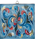 6" Ceramic Tile, Lise Lorentzen Blue Rosemaling