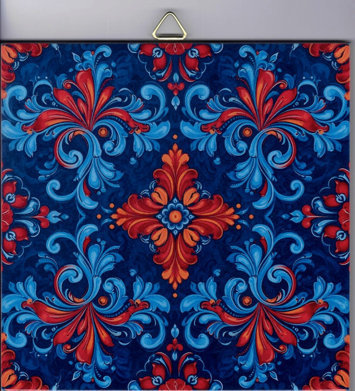 6" Ceramic Tile, Rosemaling