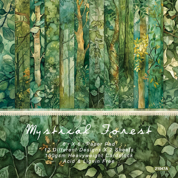 6 inch Green Forest Scrapbook Paper Pad SKP047