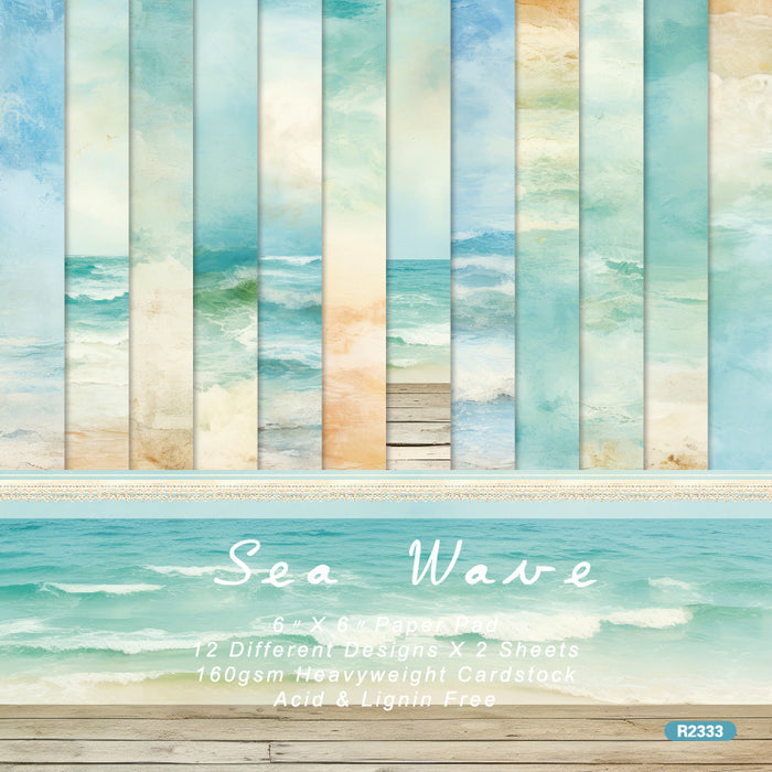 6 inch Sea Wave Scrapbook Paper Pad SKP333