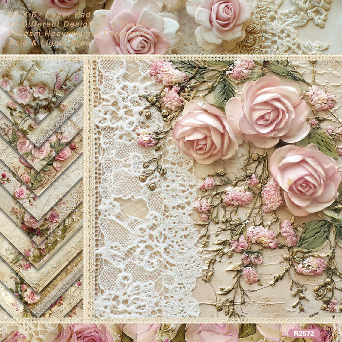 6 inch Victorian Rose Scrapbook Paper Pad SKP572
