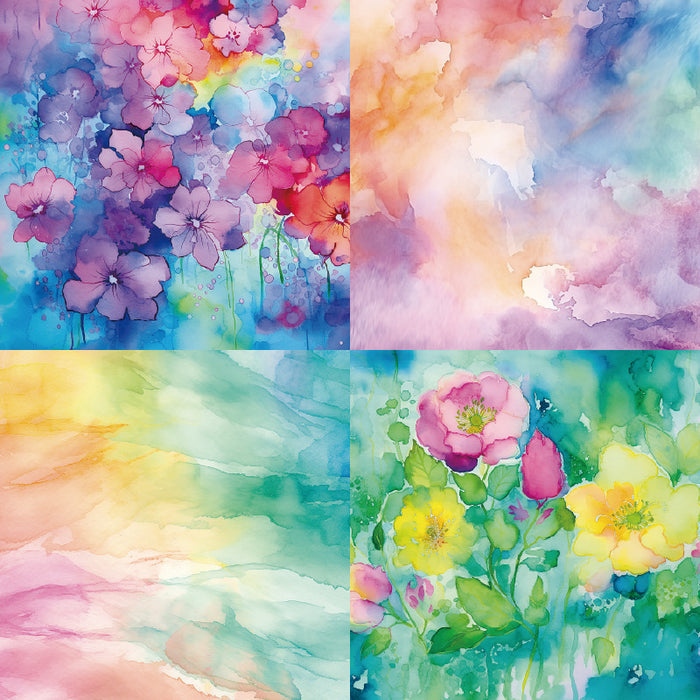 6 inch Watercolor Flower Scrapbook Paper Pad SKP433