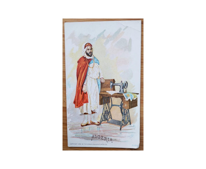 Advertising Trade Card 1893 World's Fair Souvenir Singer Sewing Machine Algeria