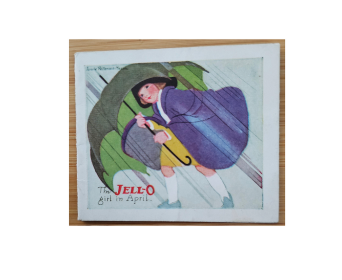 Advertising Trade Card Jello Girl in April Recipe Booklet