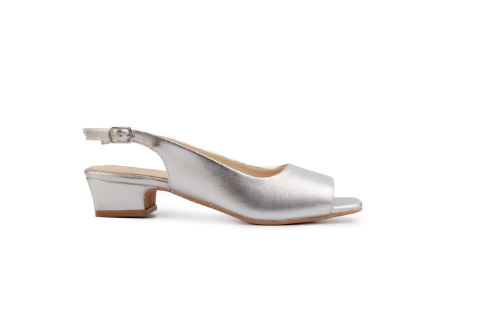 Aether Silver Open-toe Slingback