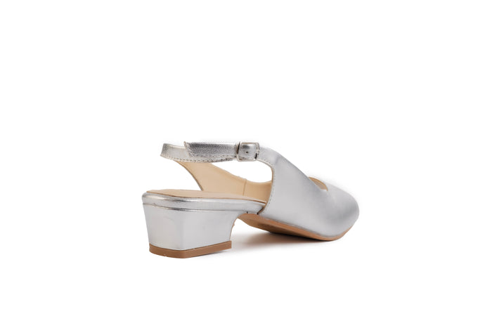 Aether Silver Open-toe Slingback