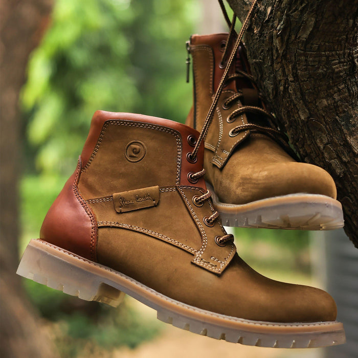 Andes: Olive Suede laceup boots