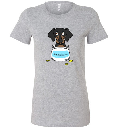 Antidepressant Dachshund Premium Fitted Lady T-shirt
