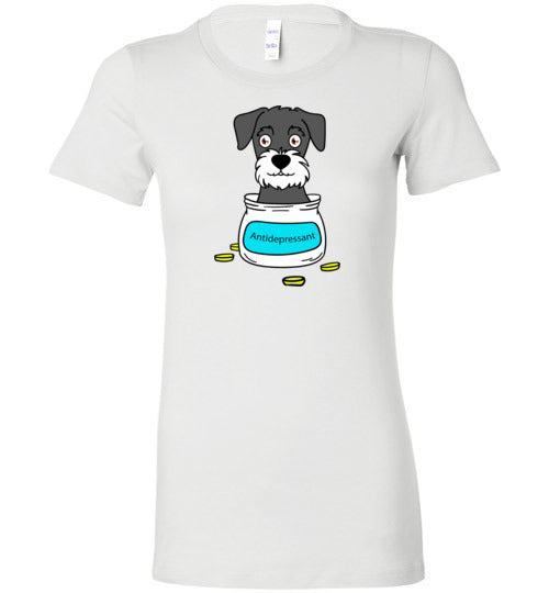 Antidepressant Schnauzer Premium Fitted Lady T-shirt