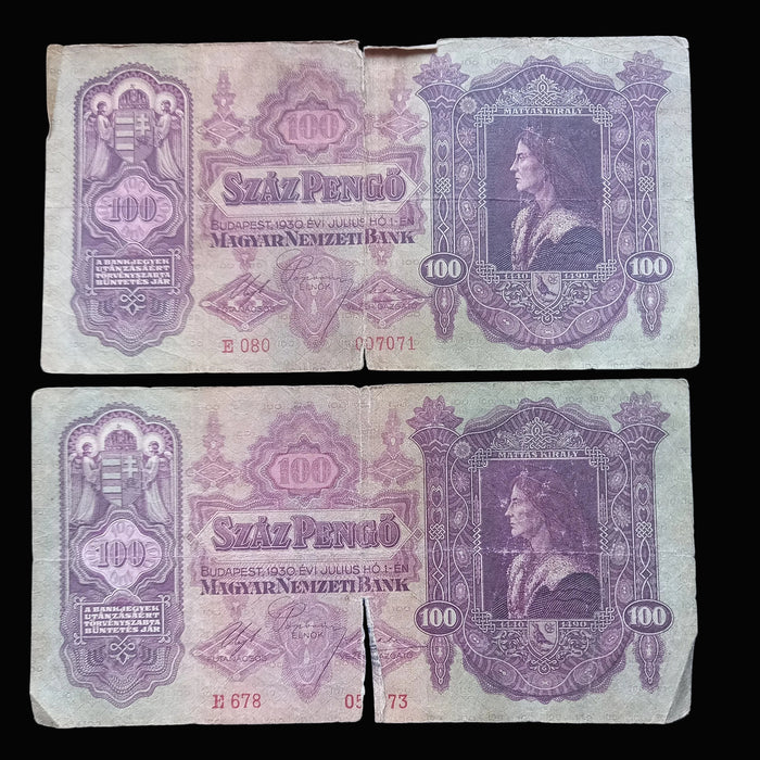 Antique Banknote 1920-1930 Hungary Korona Pengo 4pc Set Interwar Era Old Money Relic