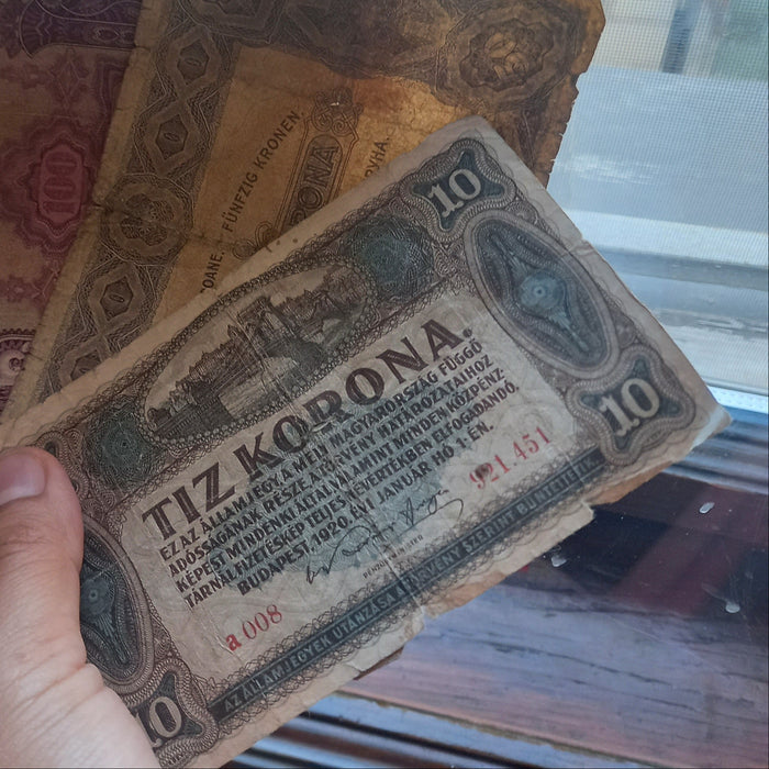 Antique Banknote 1920-1930 Hungary Korona Pengo 4pc Set Interwar Era Old Money Relic