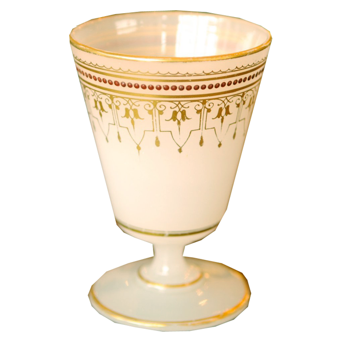 Antique French White Opaline and Gold Accent Goblet Pontil.