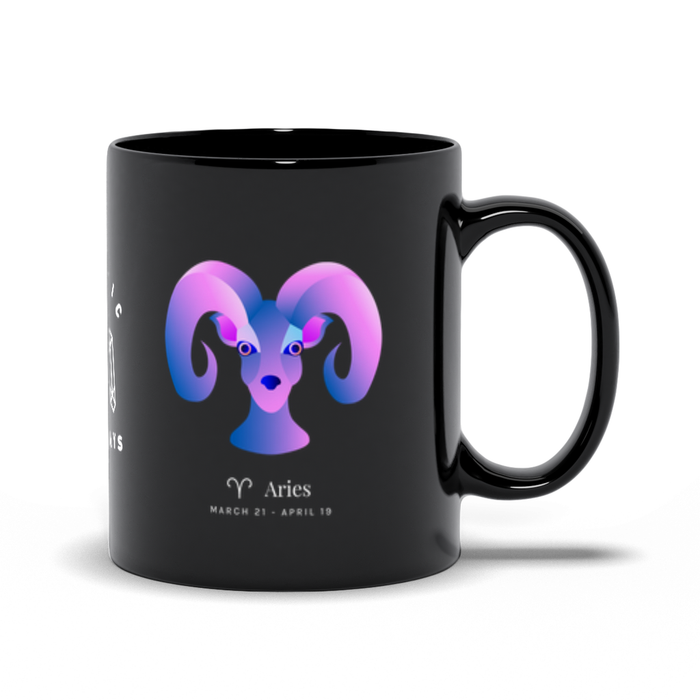 Aries Zodiac Black Mug
