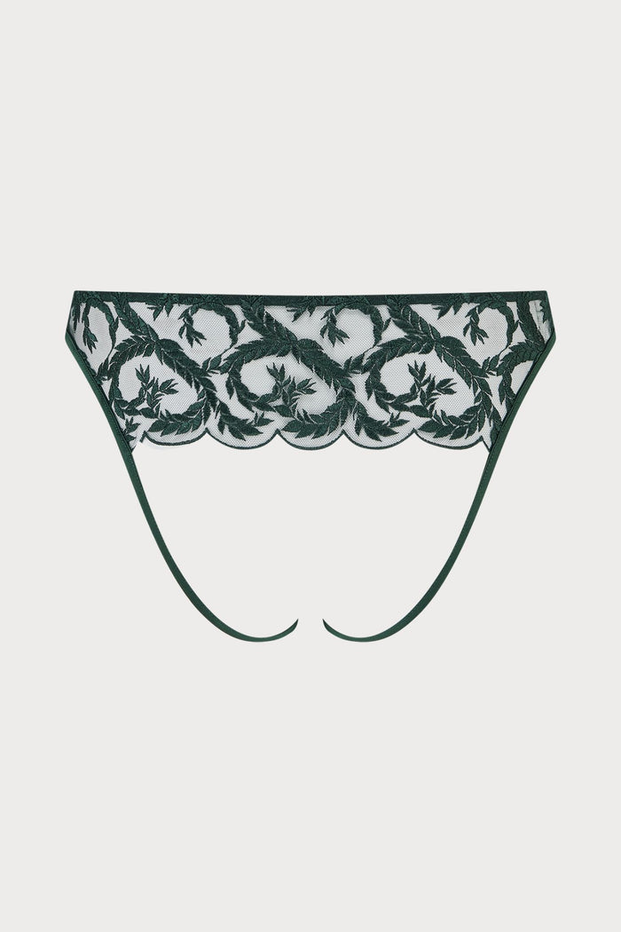 Coco de Mer Arletta Open Knicker Emerald