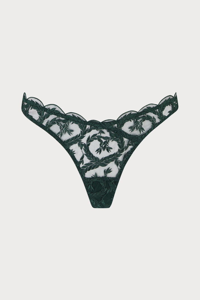 Coco de Mer Arletta Skirted Thong Emerald
