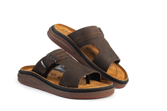 Azur: Café Textured Buckle Slide