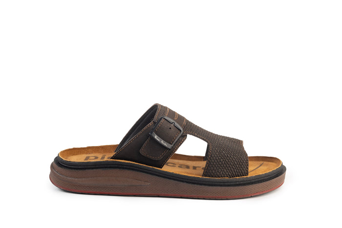 Azur: Café Textured Buckle Slide