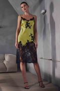Marjolaine Bella Slip Dress in Lemon & Black - Luxury Nightie