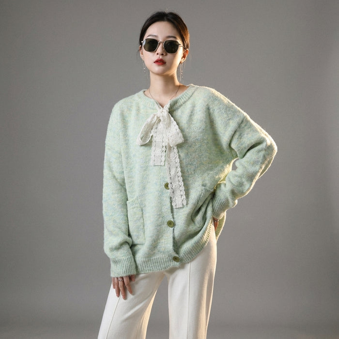 Cardigan tricoté ceinturé mi-long en maille douce - Koreanxwear - Taille One Size