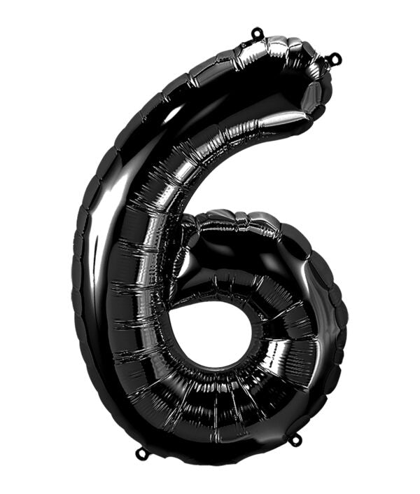 Black # 6 Shape Balloon