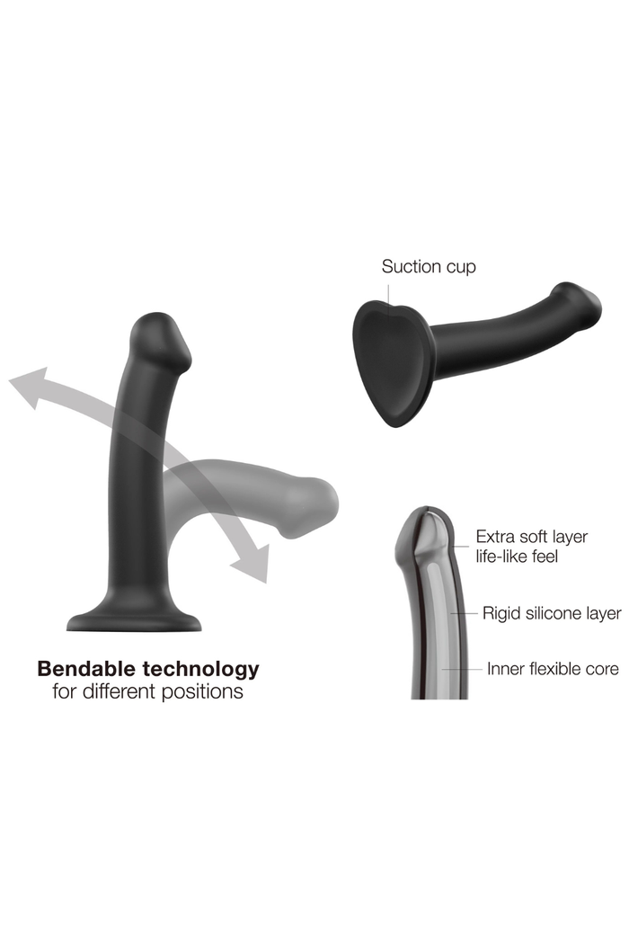 Strap On Me Black Double Density Bendable Dildo Medium