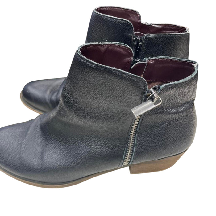 Black leather ankle boots with