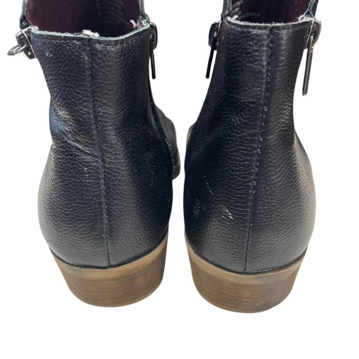 Black leather ankle boots with