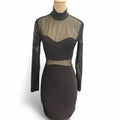 Black mesh long sleeve dress