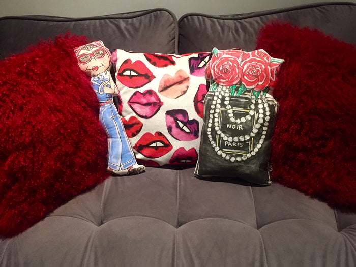 Black Perfume Bottle Pillow