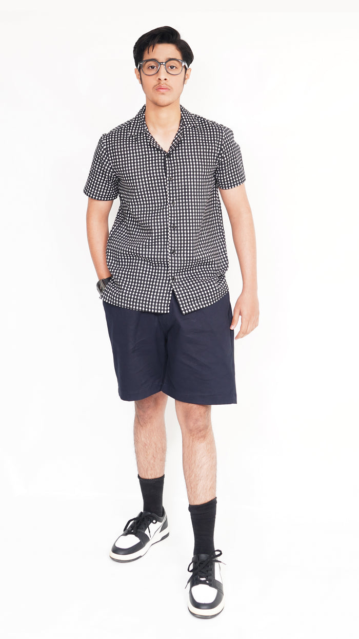 BLACK PRINT SHIRT AND BLACK TWIL NEEKER KID'S PAIR