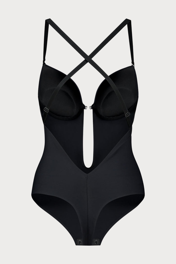 Black Sensual Low Back Thong Bodysuit