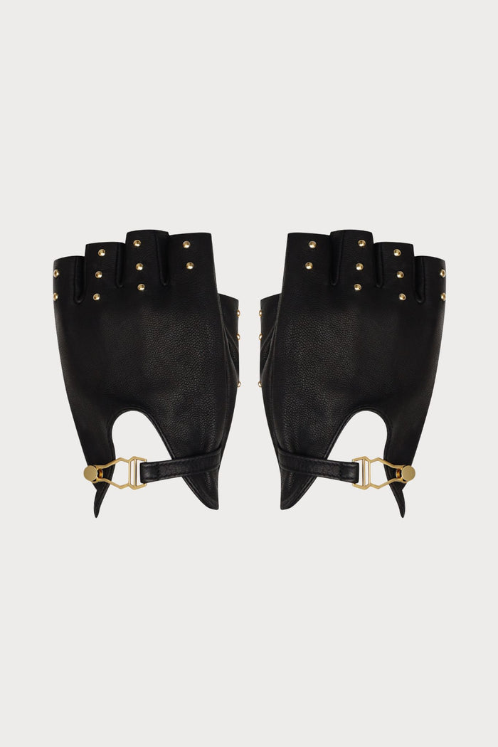 Maison Close Black Studded Leather Mittens - Naughty Knickers