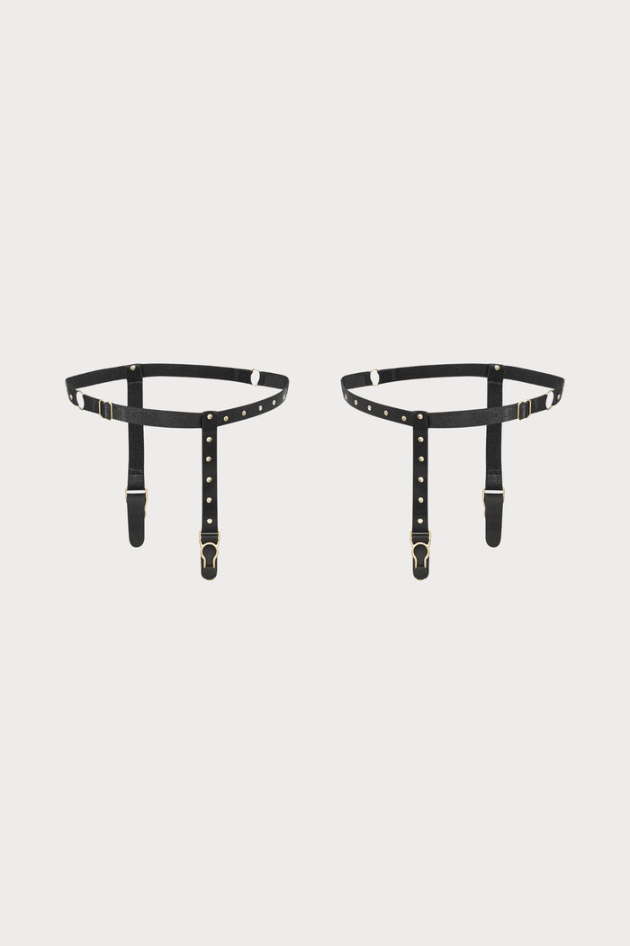 Maison Close Black Studded Leg Garters - Naughty Knickers