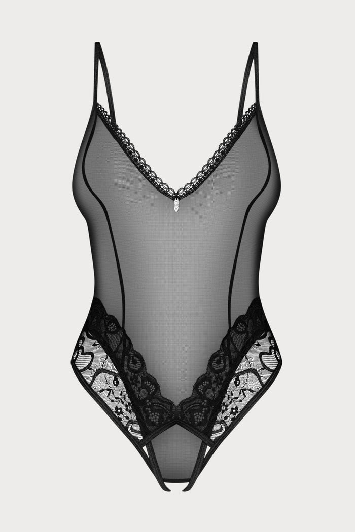 Obsessive Blomentis Crotchless Bodysuit Black