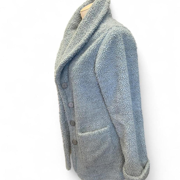 Blue faux fur coat with