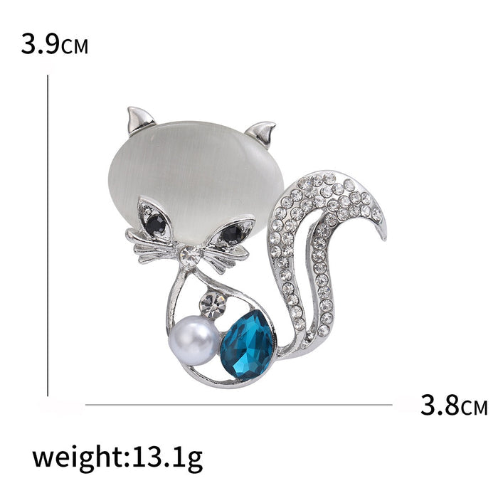 Brooch - Exquisite Cat's Eye Stone CZ Diamond Brooch
