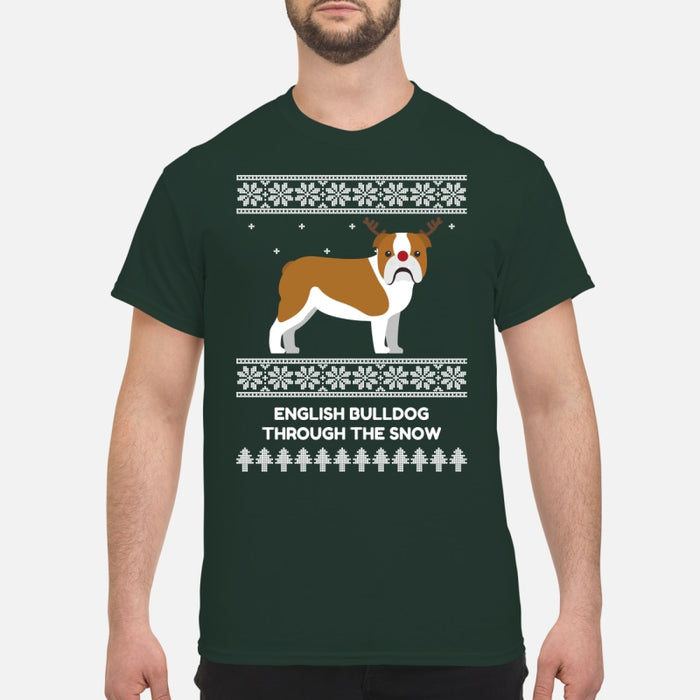 Bulldog Through The Snow - Men's T-Shirt