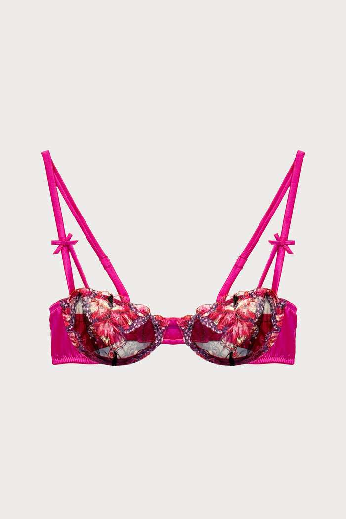 Butterfly Embroidery Cerise Balconette Bra