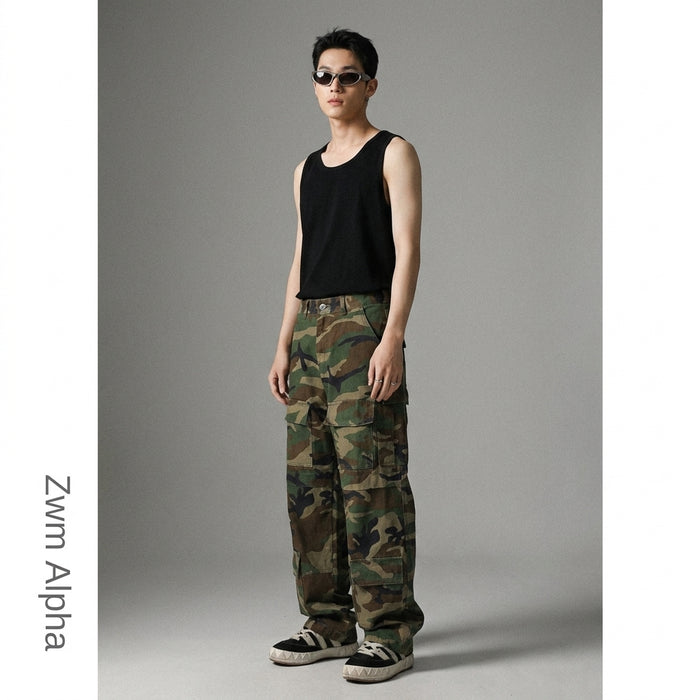 Jean cargo camouflage homme, coupe ample style streetwear - Taille S