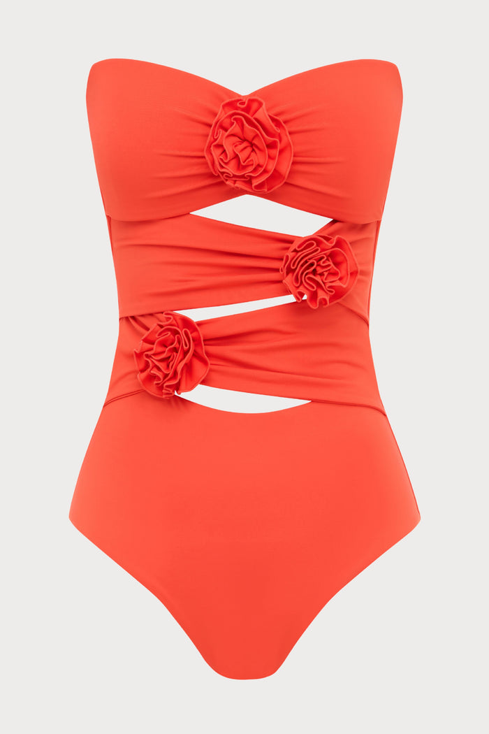 Casa Del Mar Flower Bandeau Swimsuit, Size L (UK 14)