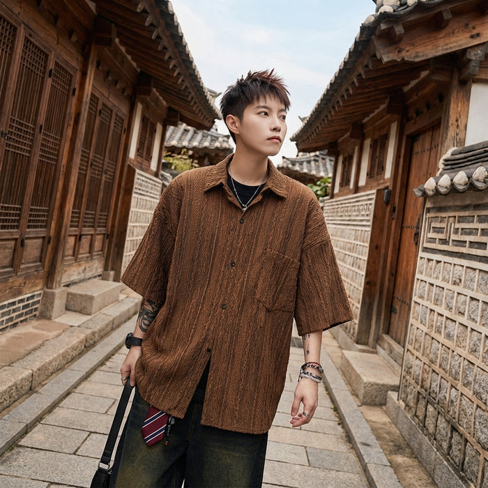 Haut décontracté homme col rabattu streetwear - Koreanxwear