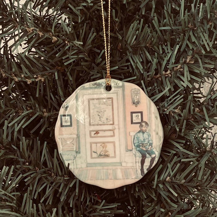 Ceramic Ornament, Carl Larsson Boy on chair
