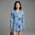 Veste en denim imprimée bleue pour femme - K-fashion - Taille S