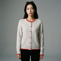 Cardigan tricoté bicolore gris clair femme - K-fashion élégante - Taille S